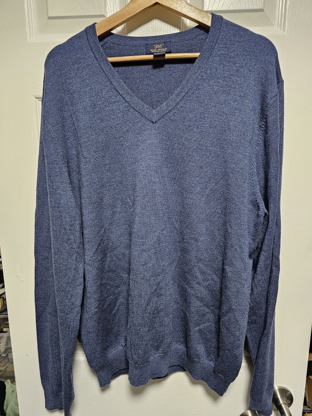 Brooks Brothers Pullover Sweater Mens Size XL Blue Merino Wool